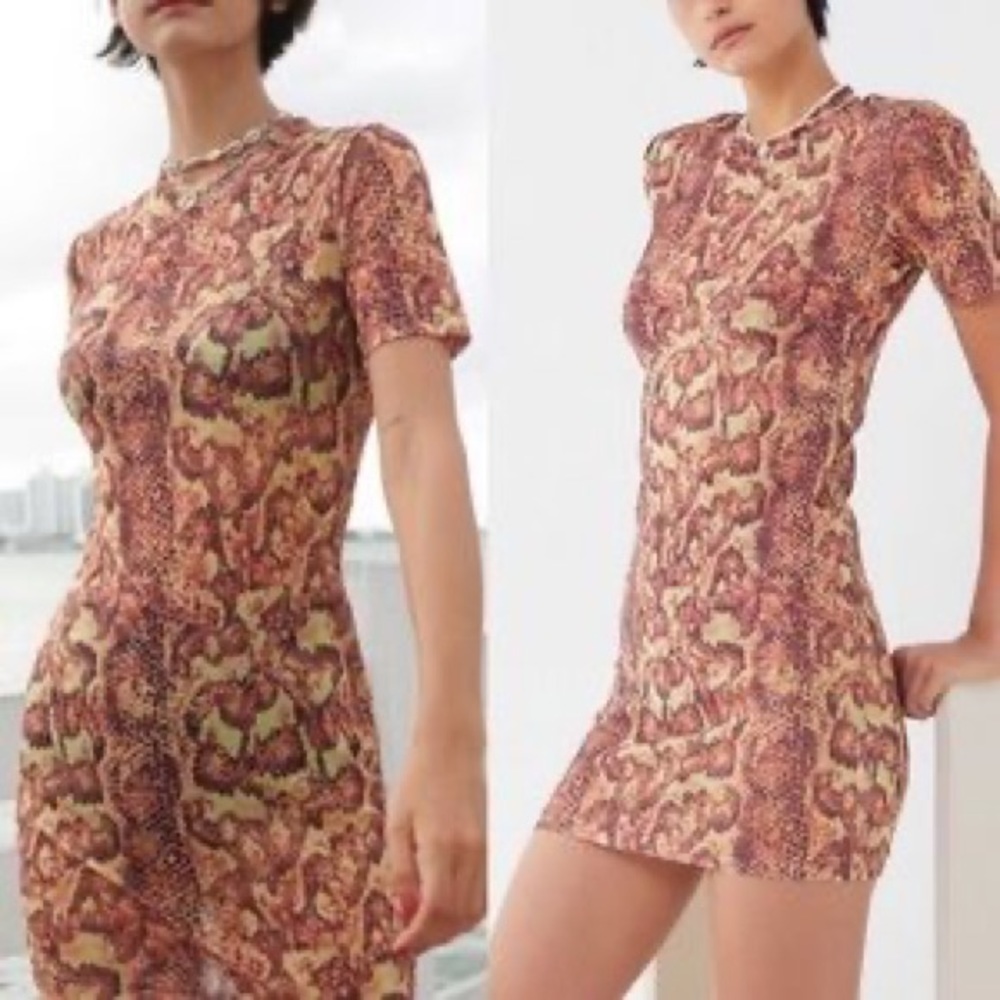 URBAN OUTFITTERS snakeskin mesh mini dress size L